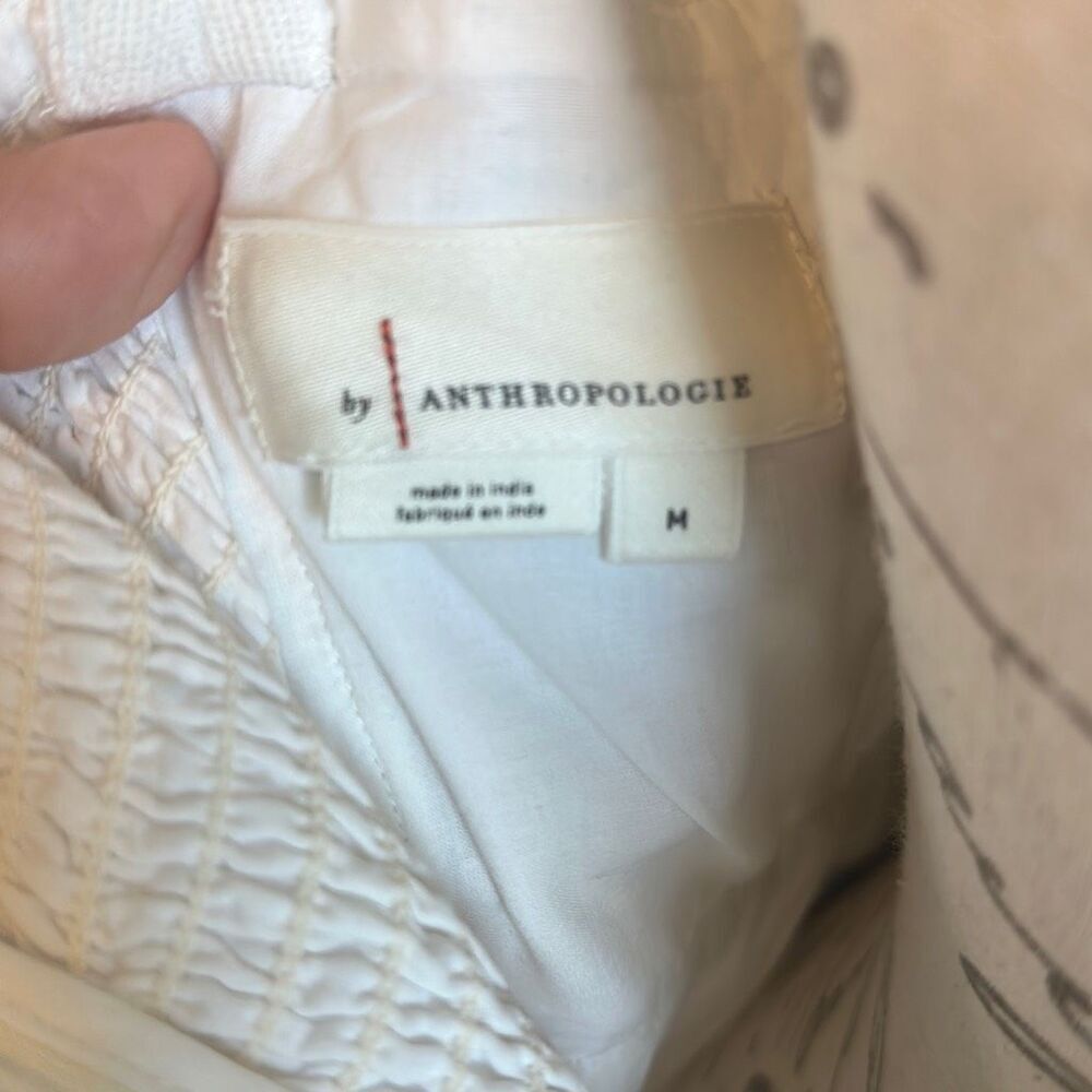 Anthropologie Flax Linen Ilet Embroidered Maxi Boho Square Neck White Dress M - Picture 15 of 16